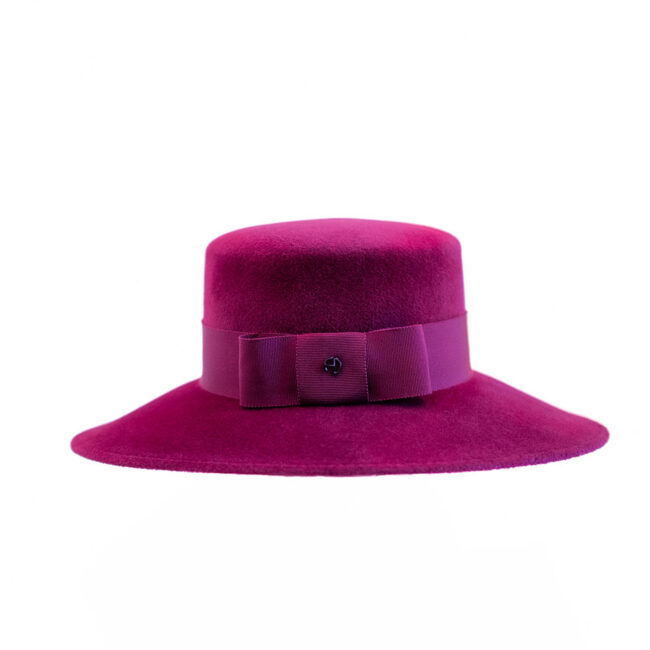 Boater Hat in Velvet Felt Marion - Violet - Maison Fabienne Delvigne