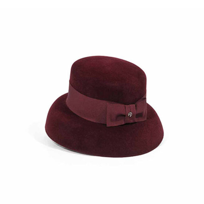 Little Hepburn bordeaux chapeau cloche en feutre velours- maison fabienne delvigne