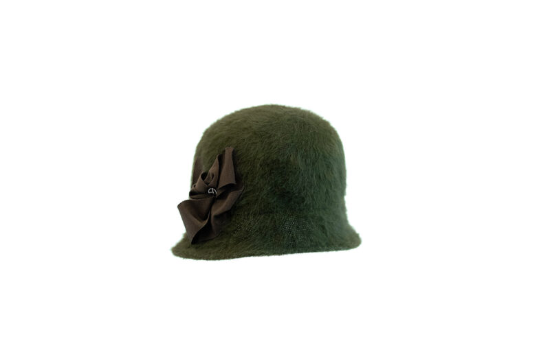 Sophia-chapeau-cloche-angora-vert- Maison Fabienne Delvigne