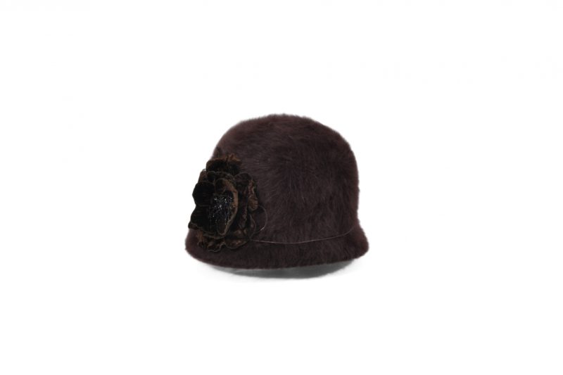 Fabienne Delvigne - Tatiana chapeau cloche angora brun fleur