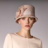 Powder pink cloche hat Maison Fabienne Delvigne Emma. Women's winter and rain hat