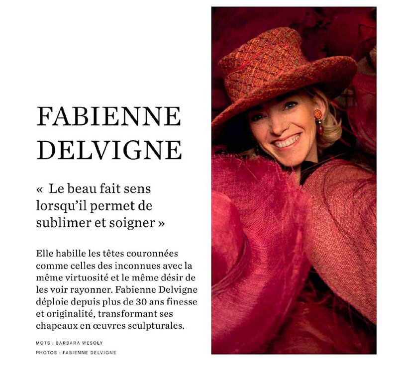 Article Be perfect magazine sur la modiste Fabienne Delvigne