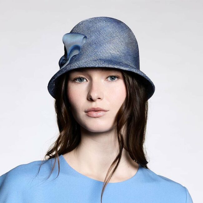 Chapeau cloche - Talina - bleu - à ruban - collection casual - Maison Fabienne Delvigne