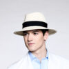 Fedora en panama - Leonardo - blanc - ruban uni - collection casual - Maison Fabienne Delvigne