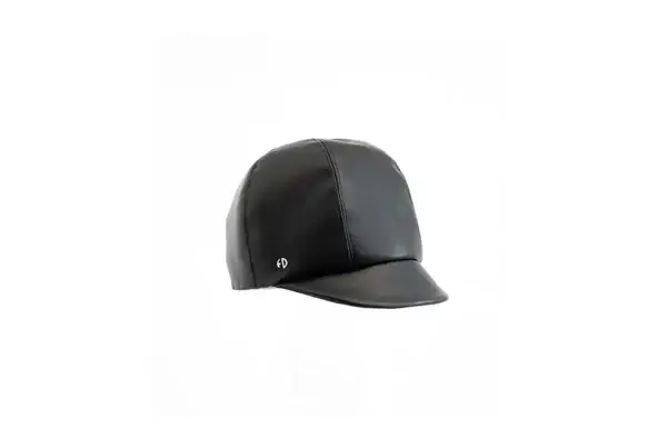 Black leather vegan leather cap for rain - Darie