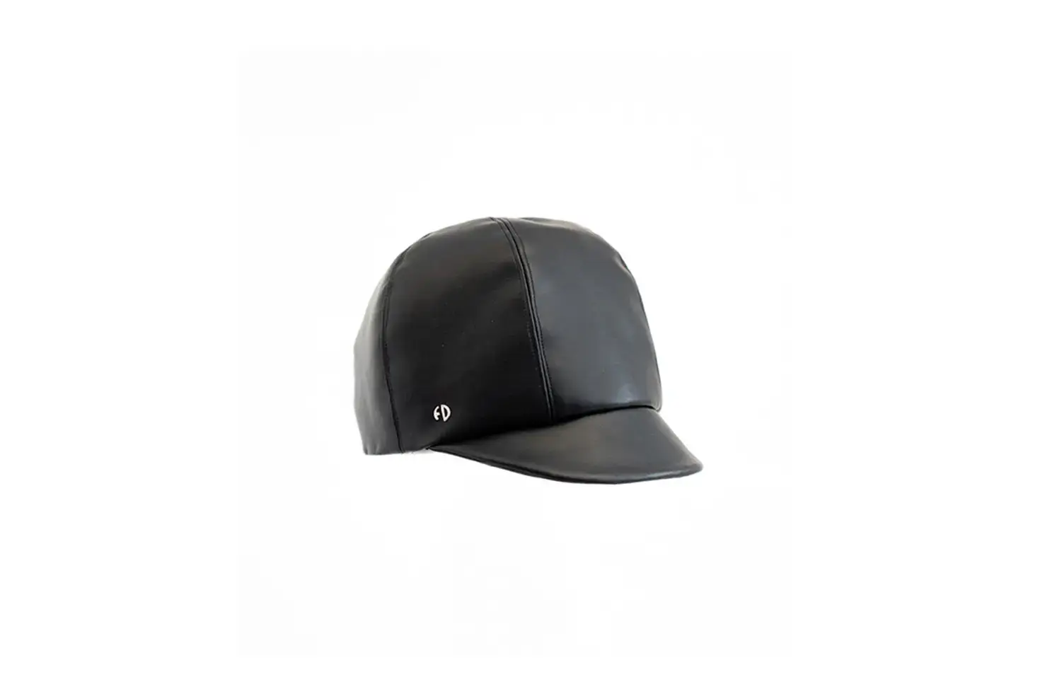 Black leather vegan leather cap for rain - Darie