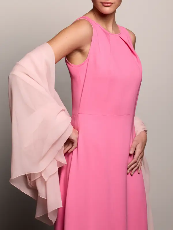 Mannequin wearing a pink silk stole