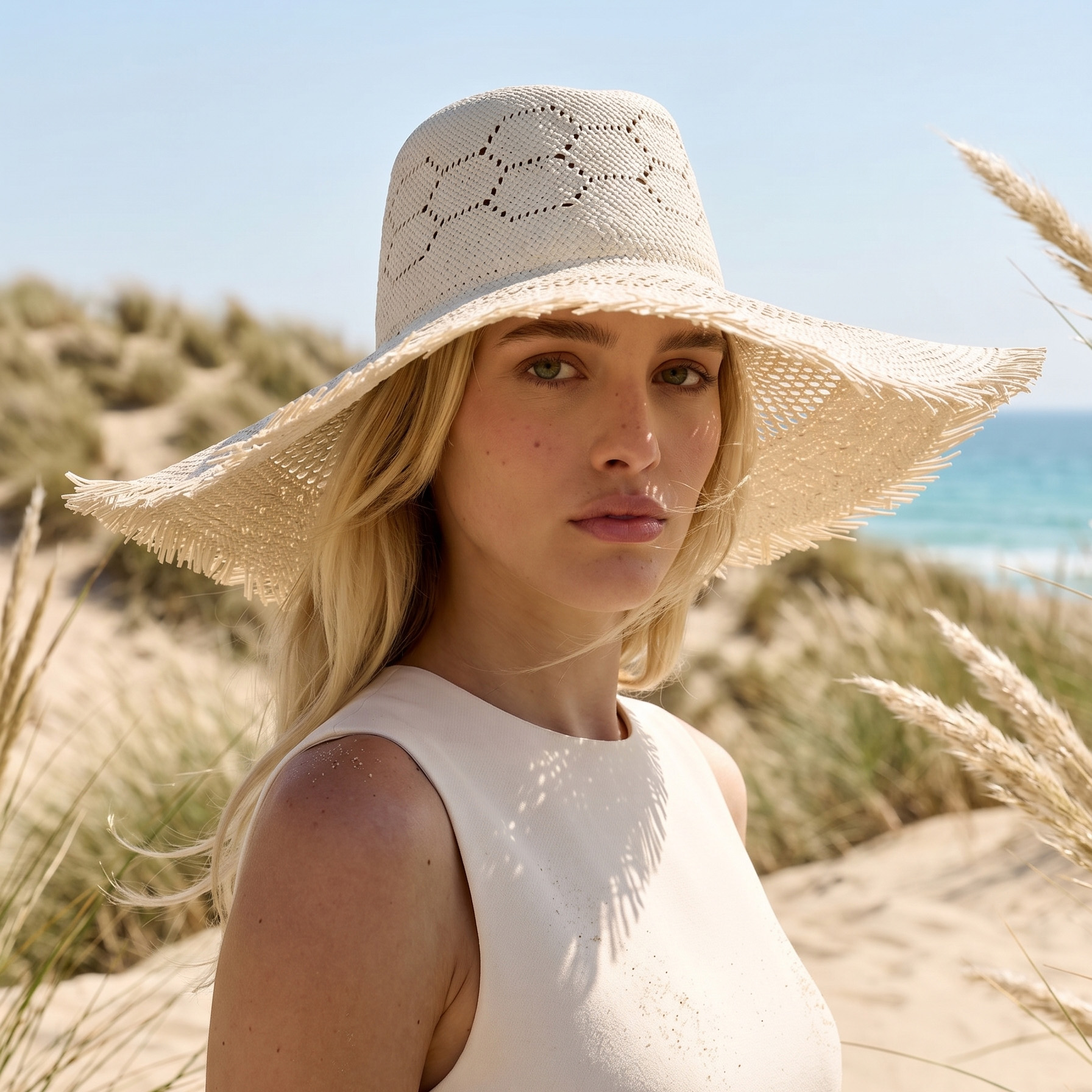 Woman wearing the Milan cap-shaped fedora hat - Maison Fabienne Delvigne